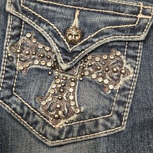 Miss Me Blue Jeans with Silver Embellishments